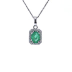 Zambian Emerald Pendant With Diamonds 0.8 Carats 10K White Gold