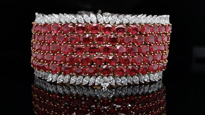 Important Ruby Bracelet With Diamonds 86.2 Carats 18K Gold