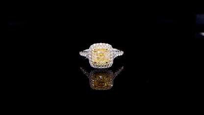 GIA Certified Natural Light Yellow Diamond Engagement Ring 1.72 Carats 18K Gold