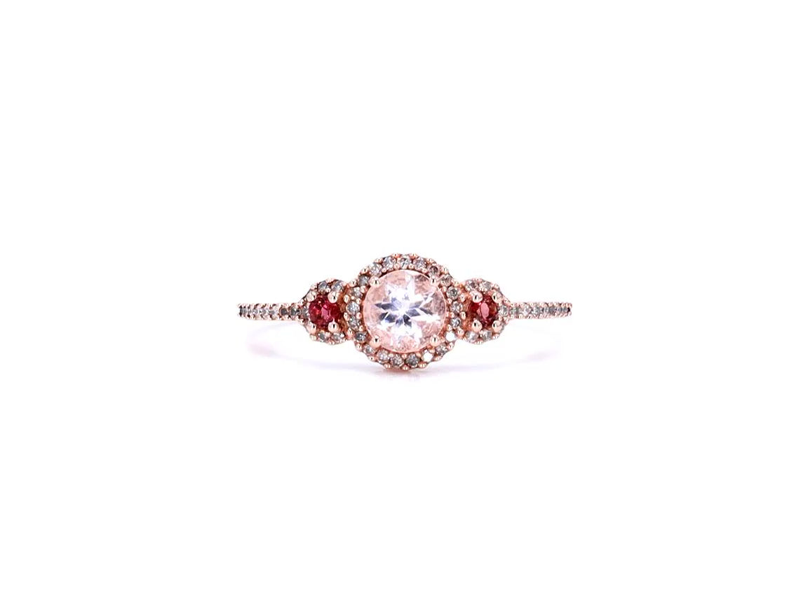 Morganite Ring With Diamonds 0.6 Carats 14K Rose Gold