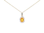 Natural Yellow Sapphire Pendant With Diamonds 1.74 Carats 14K Yellow Gold