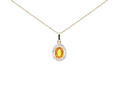 Natural Yellow Sapphire Pendant With Diamonds 1.74 Carats 14K Yellow Gold