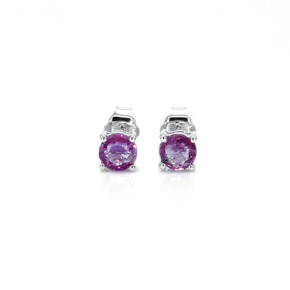 Pink Sapphire Stud Earrings 1.29 Carats 10K White Gold