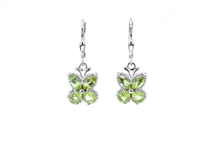 Peridot Butterfly Earrings 2.24 Carats Sterling Silver
