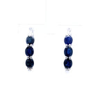 Blue Sapphire Hoop Earrings With Diamonds 2.02 Carats Sterling Silver