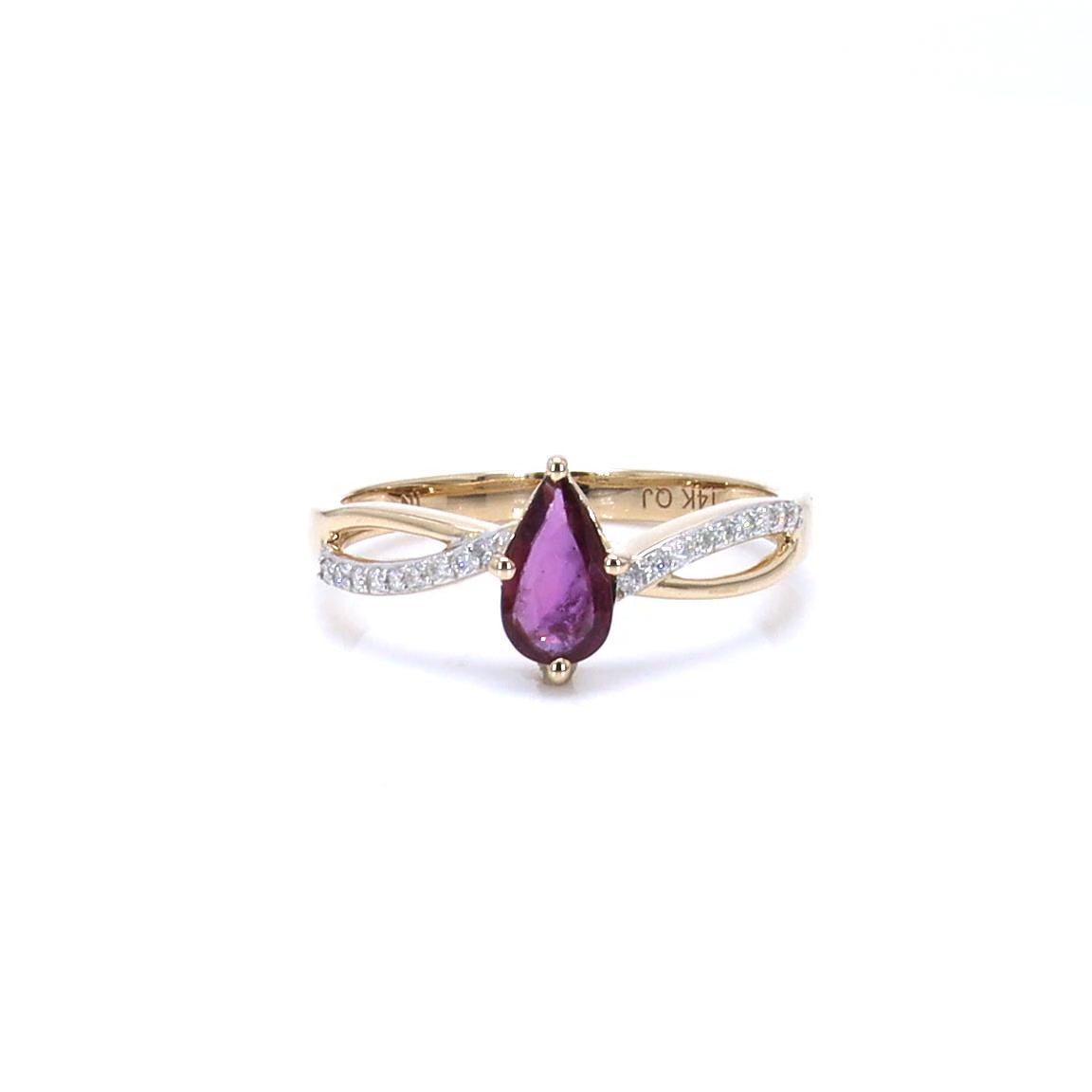 Ruby Ring With Diamonds 0.48 Carats 14K Yellow Gold