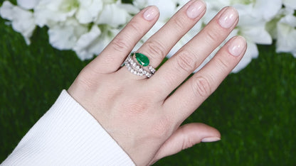Pear Cut Emerald Serpent Ring With Diamonds 3.83 Carats 18K Gold