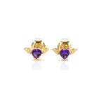Amethyst Bat Stud Earrings 0.34 Carats Gold Plated Silver