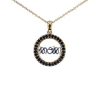 Blue Sapphire Mom Pendant 0.62 Carats Gold Plated Silver