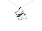 Blue Sapphire Butterfly Necklace With White Zircon 0.5 Carats Sterling Silver