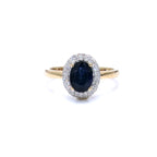 Blue Sapphire Ring With Diamonds 1.82 Carats 14K Yellow Gold