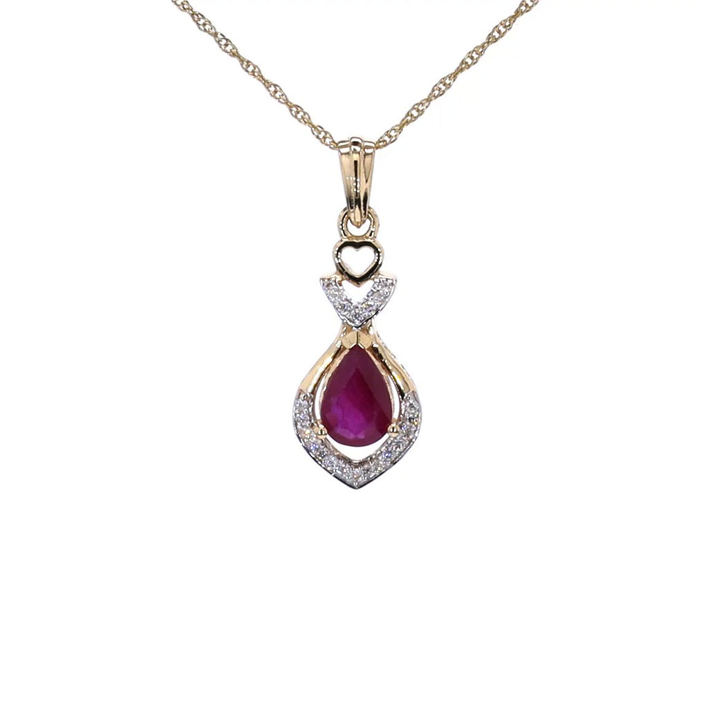 Ruby Pendant With Diamonds 0.82 Carats 14K Yellow Gold
