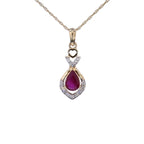 Ruby Pendant With Diamonds 0.82 Carats 14K Yellow Gold