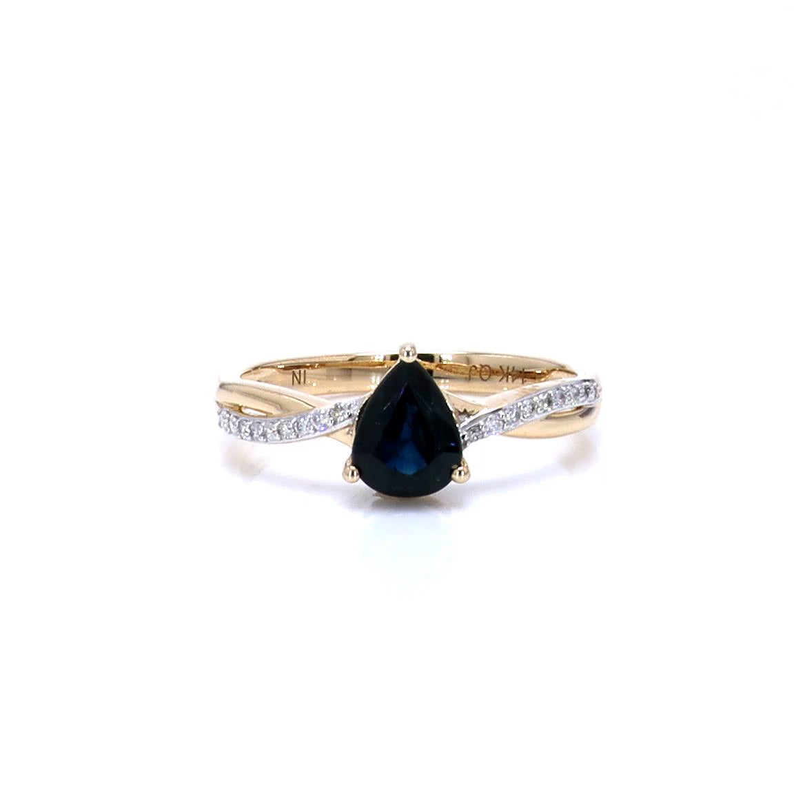 Blue Sapphire Ring With Diamonds 1.14 Carats 14K Yellow Gold