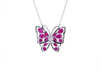 Ruby Butterfly Necklace With White Zircon 2.8 Carats Sterling Silver