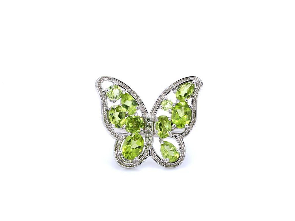 Peridot Butterfly Ring 4.5 Carats Sterling Silver