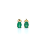 Zambian Emerald Stud Earrings 0.86 Carats 10K Yellow Gold