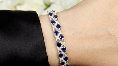 Blue Sapphires and Diamonds Bracelet 12.55 Carats