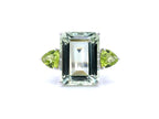Green Amethyst Cocktail Ring With Peridots 12 Carats