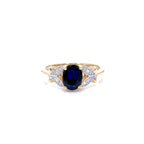 Blue Sapphire Ring With Diamonds 1.58 Carats 14K Yellow Gold