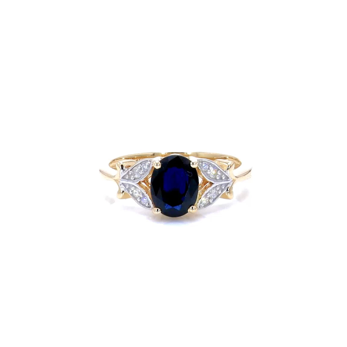 Blue Sapphire Ring With Diamonds 1.58 Carats 14K Yellow Gold