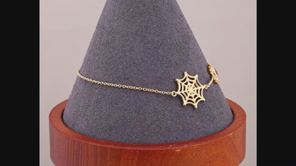Ruby Spider Bracelet 0.12 Carats Gold Plated Silver