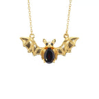 Garnet Bat Necklace With Black Spinel 1.06 Carats Gold Plated Silver