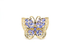 Tanzanite Butterfly Ring 2.4 Carats Gold Plated Silver