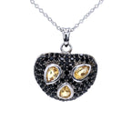 Citrine Heart Pendant With Black Spinel 3.16 Carats Sterling Silver