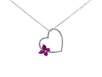 Ruby Heart Pendant With White Sapphire 0.48 Carats Sterling Silver