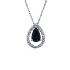 Blue Sapphire Pendant With Diamonds 1.12 Carats 14K White Gold