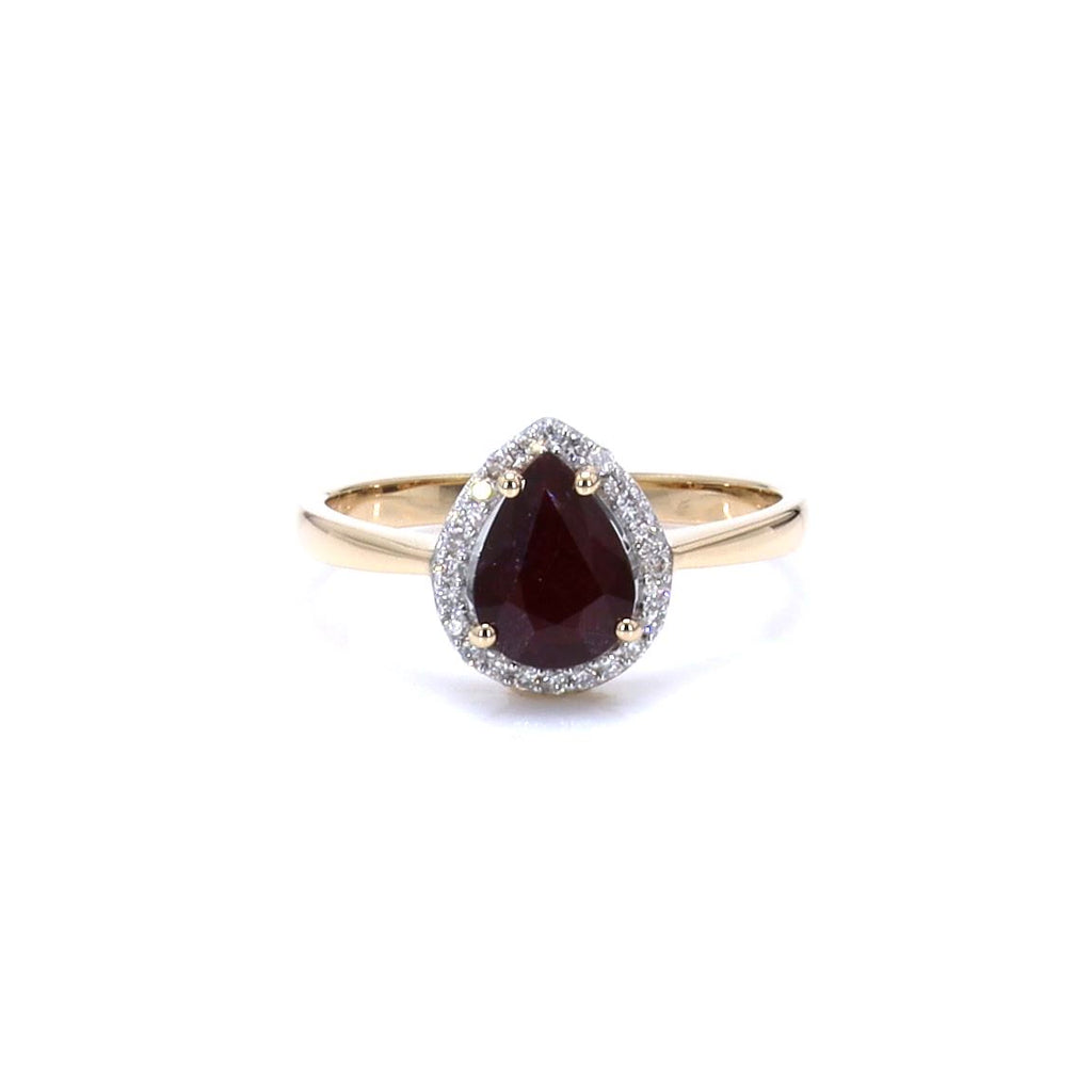 Ruby Ring With Diamonds 1.28 Carats 14K Yellow Gold