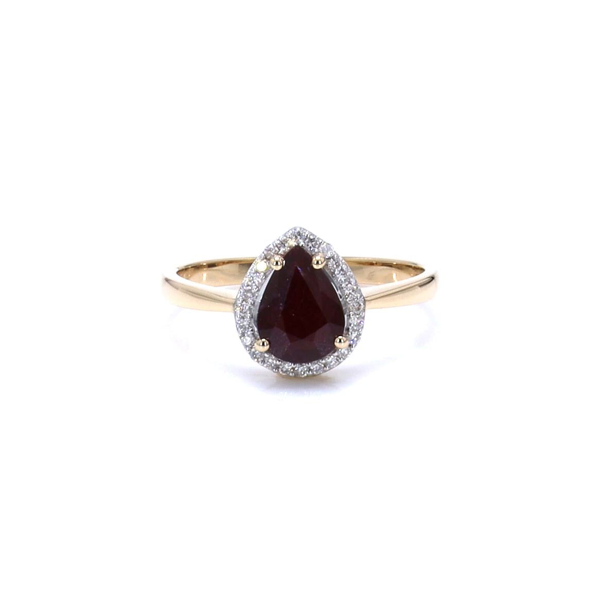 Ruby Ring With Diamonds 1.28 Carats 14K Yellow Gold