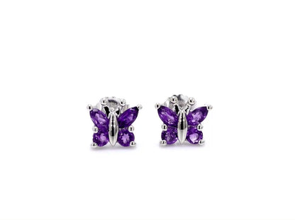 Amethyst Butterfly Earrings 0.98 Carats Sterling Silver