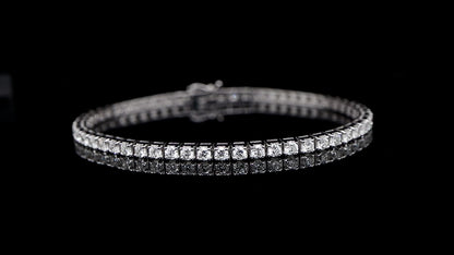 Diamond Tennis Bracelet Round Brilliant Cut 4 Carats 18K White Gold