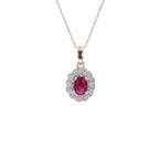 Ruby Pendant With Diamonds 0.92 Carats 10K Yellow Gold