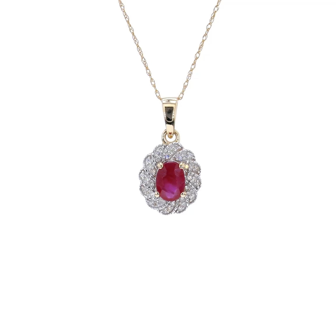 Ruby Pendant With Diamonds 0.92 Carats 10K Yellow Gold