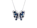 Blue Sapphire Butterfly Necklace With White Zircon 2.86 Carats Sterling Silver