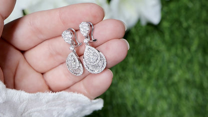 Diamond Dangle Earrings 3 Carats 18K White Gold