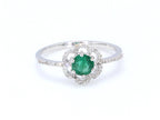 Zambian Emerald Ring With Diamonds 0.52 Carats 14K White Gold