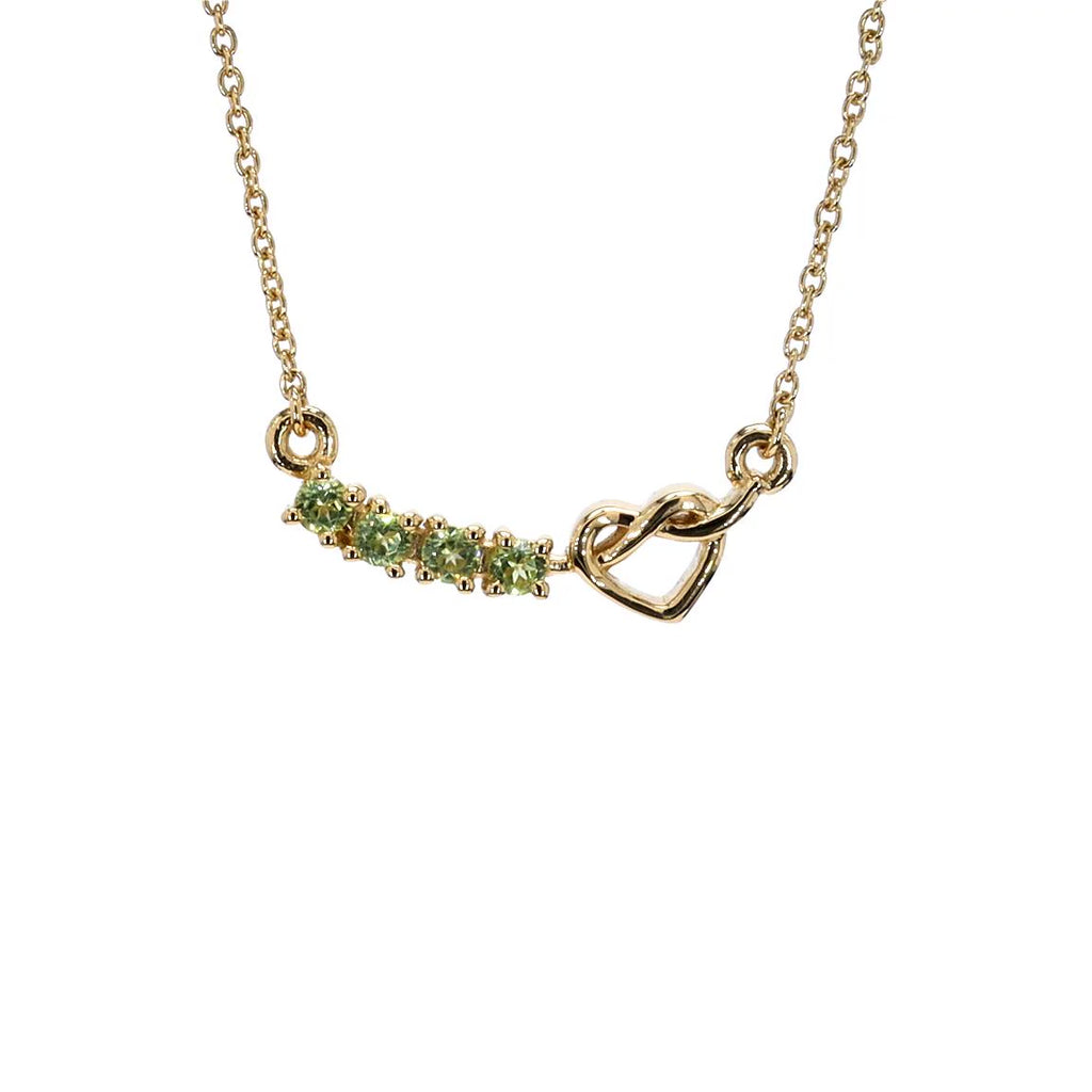 Peridot Heart Necklace 0.26 Carats Gold Plated Silver