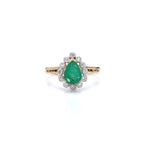 Zambian Emerald Ring With Diamonds 1.18 Carats 10K Yellow Gold