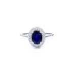 Blue Sapphire Ring With Diamonds 1.82 Carats 14K White Gold