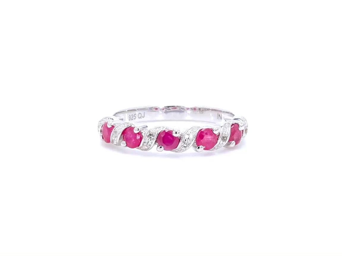 Ruby Ring With White Topaz 0.66 Carats Sterling Silver