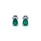 Zambian Emerald Stud Earrings 0.68 Carats 14K White Gold