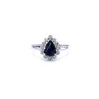 Blue Sapphire Ring With Diamonds 1.42 Carats 10K White Gold