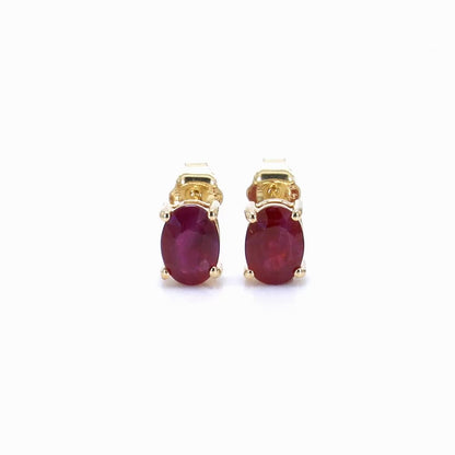 Ruby Earrings 1.68 Carats 14K Yellow Gold