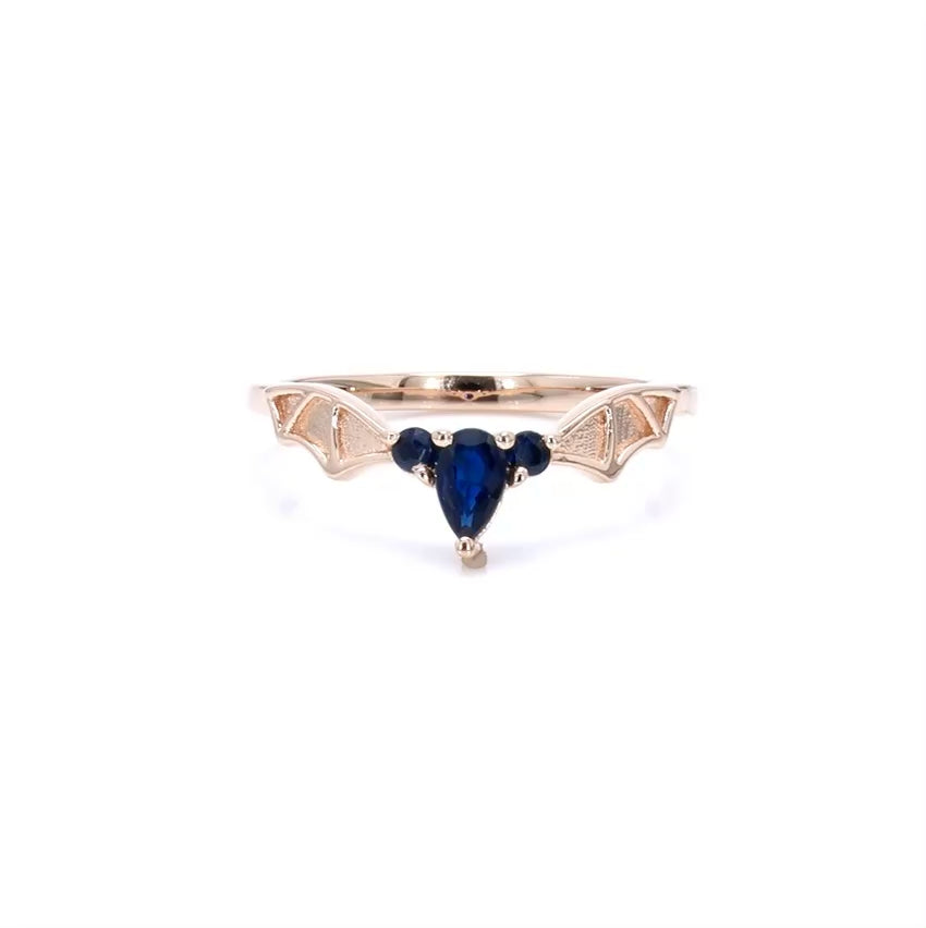 Blue Sapphire Ring 0.26 Carats Gold Plated Silver