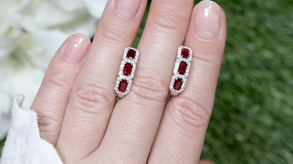 Ruby and Diamond Hoop Earrings 2.34 Carats 18K Gold