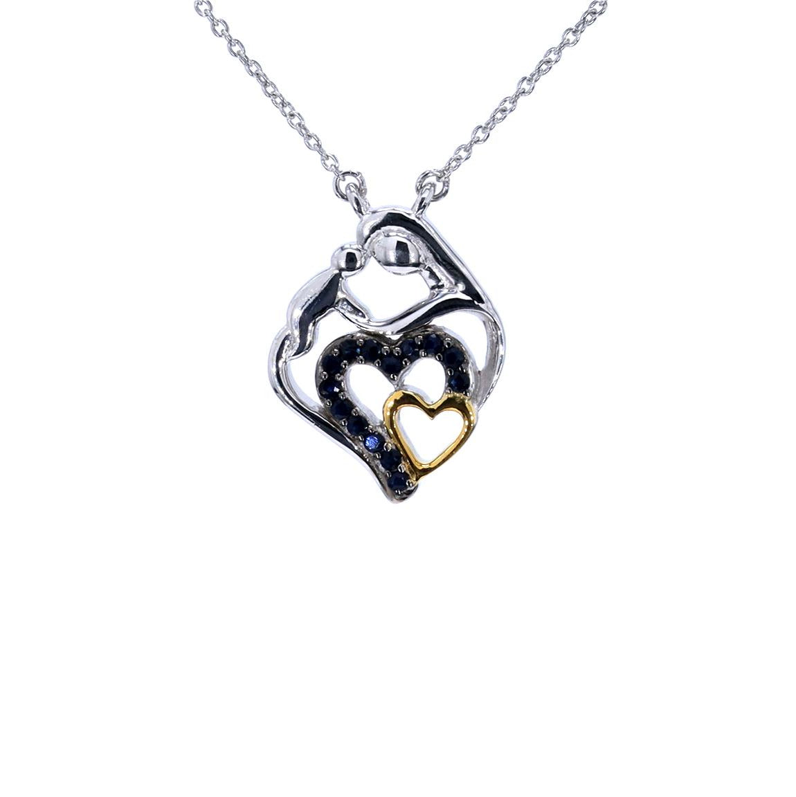 Blue Sapphire Heart Pendant 0.26 Carats Gold Plated Silver